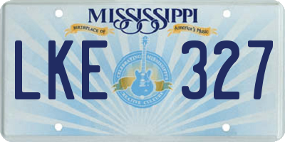 MS license plate LKE327