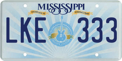 MS license plate LKE333