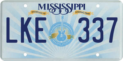 MS license plate LKE337