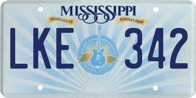 MS license plate LKE342