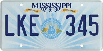 MS license plate LKE345