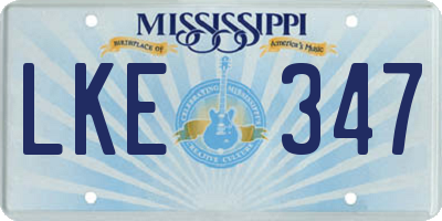 MS license plate LKE347