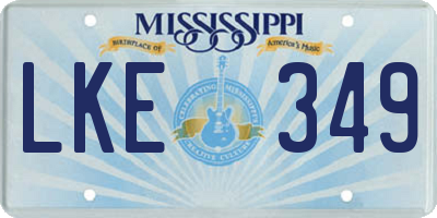 MS license plate LKE349