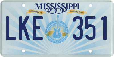 MS license plate LKE351