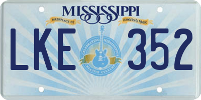 MS license plate LKE352