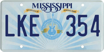 MS license plate LKE354