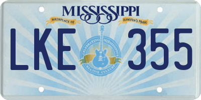 MS license plate LKE355