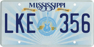 MS license plate LKE356
