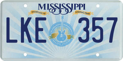 MS license plate LKE357