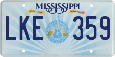 MS license plate LKE359