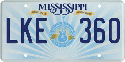 MS license plate LKE360