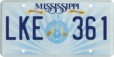 MS license plate LKE361