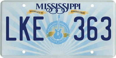 MS license plate LKE363