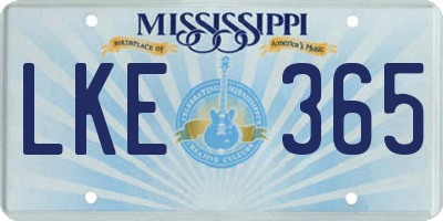 MS license plate LKE365
