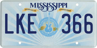 MS license plate LKE366