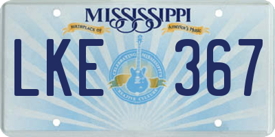 MS license plate LKE367