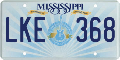 MS license plate LKE368
