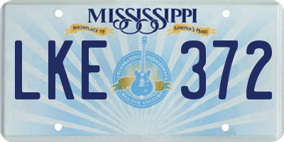 MS license plate LKE372