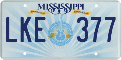 MS license plate LKE377