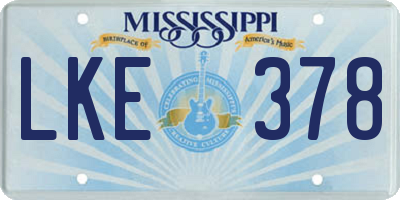 MS license plate LKE378