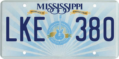 MS license plate LKE380