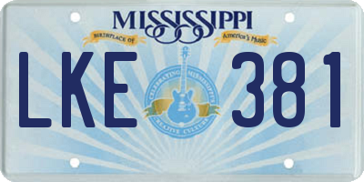 MS license plate LKE381