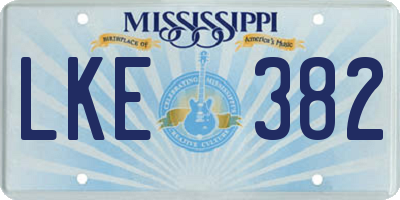 MS license plate LKE382