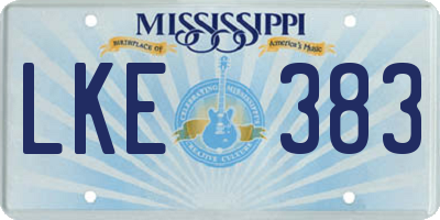 MS license plate LKE383