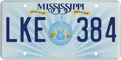 MS license plate LKE384