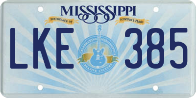 MS license plate LKE385