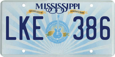 MS license plate LKE386