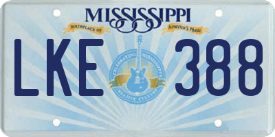 MS license plate LKE388