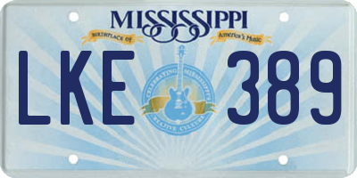 MS license plate LKE389