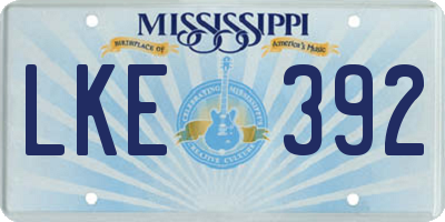 MS license plate LKE392