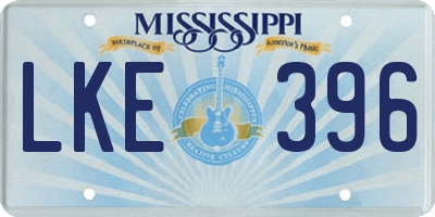 MS license plate LKE396