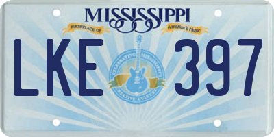 MS license plate LKE397