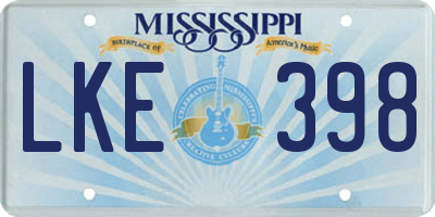 MS license plate LKE398