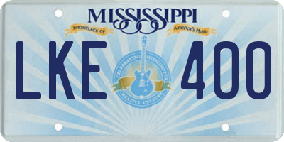 MS license plate LKE400