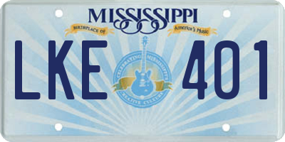 MS license plate LKE401