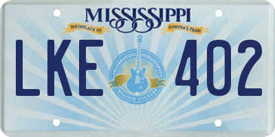 MS license plate LKE402