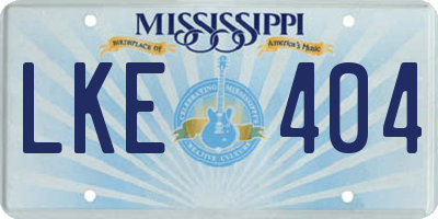 MS license plate LKE404