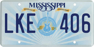 MS license plate LKE406