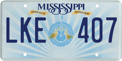 MS license plate LKE407