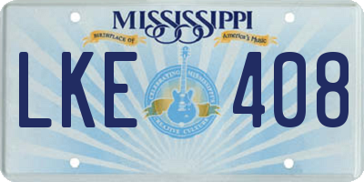 MS license plate LKE408