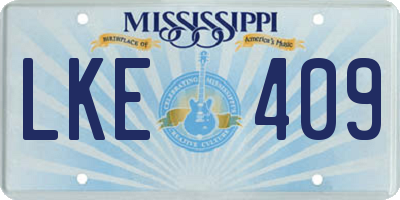 MS license plate LKE409