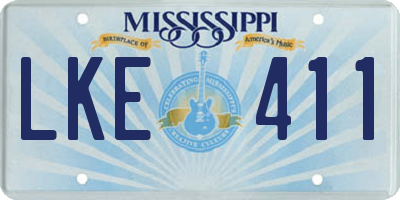 MS license plate LKE411