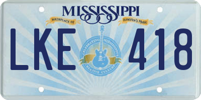 MS license plate LKE418