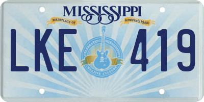 MS license plate LKE419