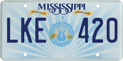 MS license plate LKE420
