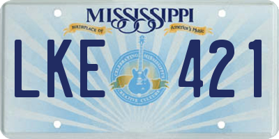 MS license plate LKE421